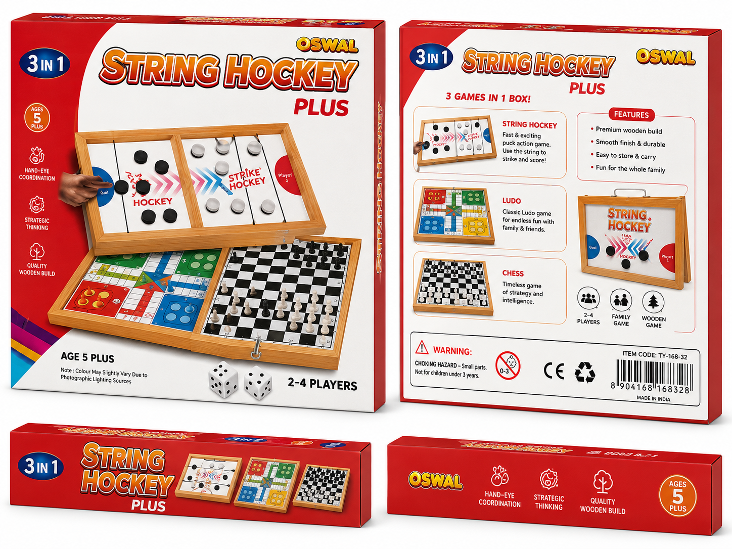 3-in-1 String Hockey Game Set | Indoor Air Hockey & Table Game for Kids