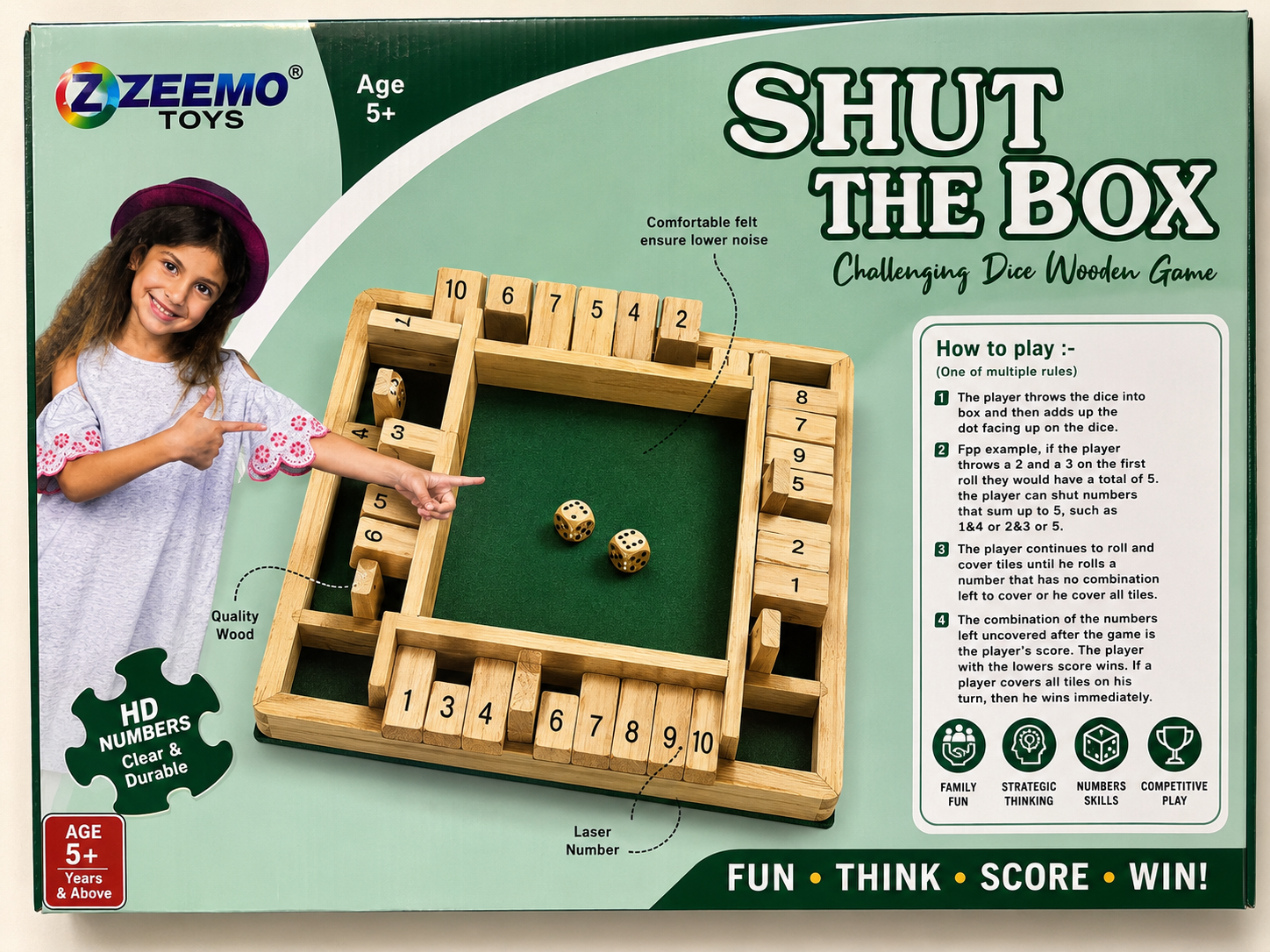 Shut the Box Classic Number Game | Math & Strategy Toy for Kids & Families
