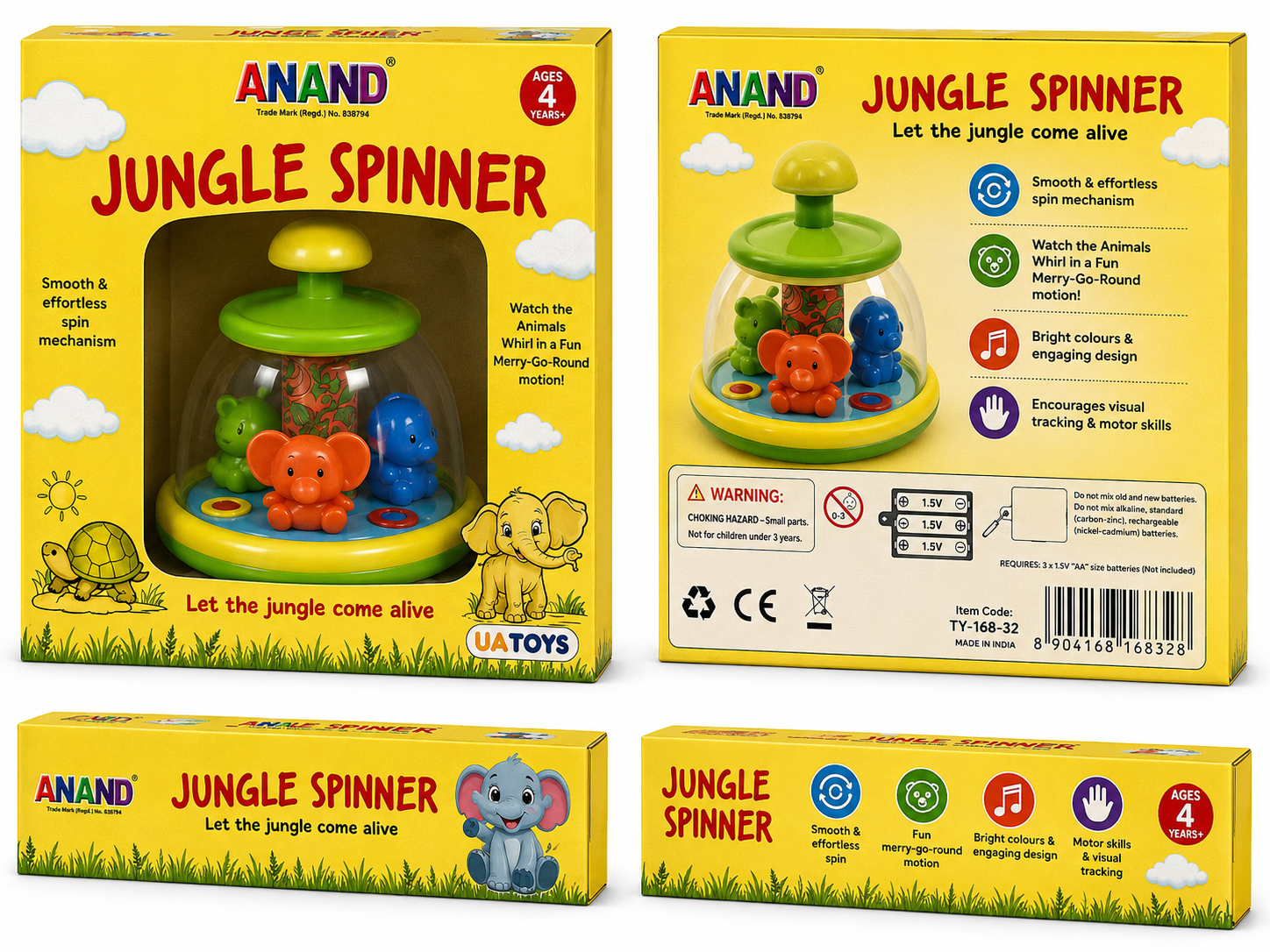 Jungle Spin Top Toy | Spinning Animal Toy for Toddlers & Kids