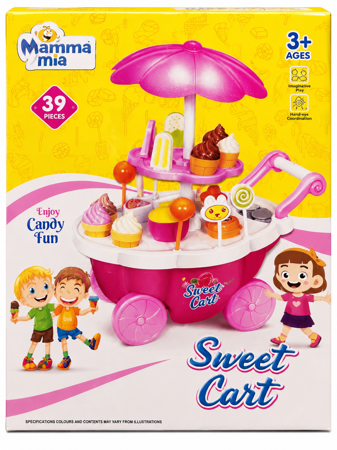 Sweet Cart Play Kitchen Toy | Ice Cream & Candy Cart Pretend Play Set