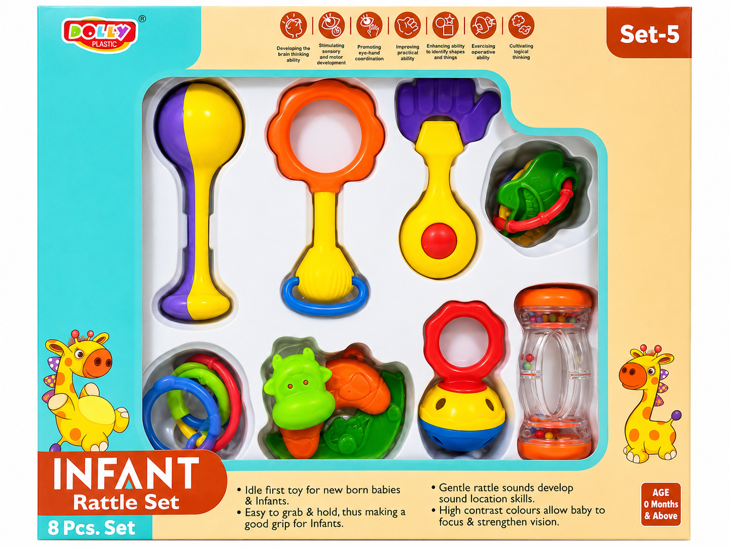 Infant Rattle Set 5-Piece | Complete Baby Sensory Development Kit