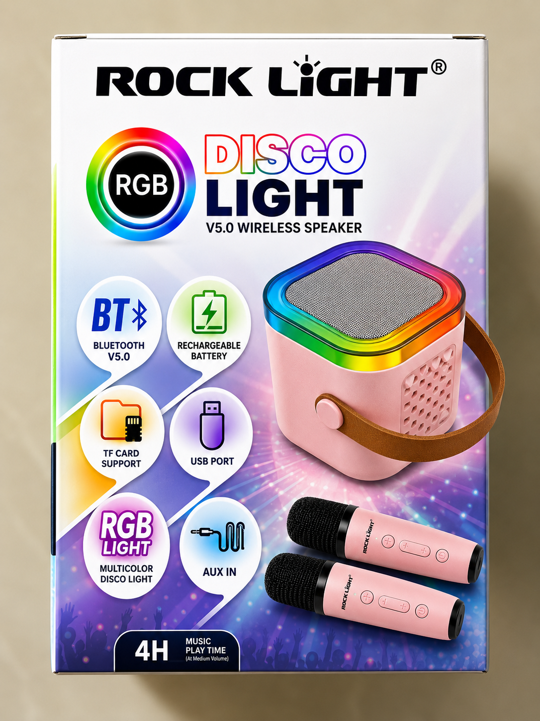 Kids Speaker Microphone Set | Wireless Karaoke Mic with LED Lights