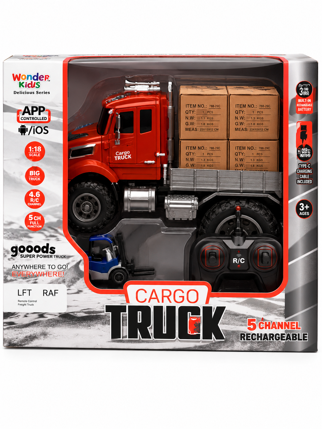 Cargo Truck Toy for Kids | Friction-Powered Pull-Back Vehicle Toy
