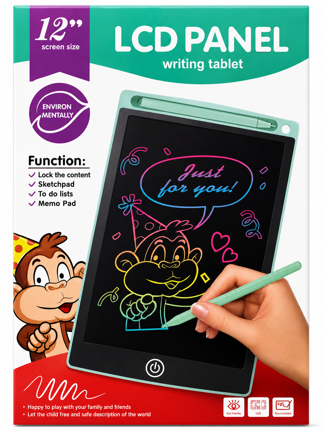 LCD Writing Tablet Large | Reusable Digital Drawing Board for Kids