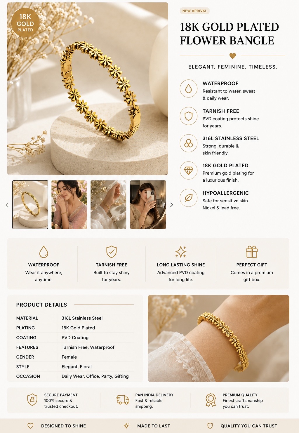 Anti-Tarnish Bangle B-128